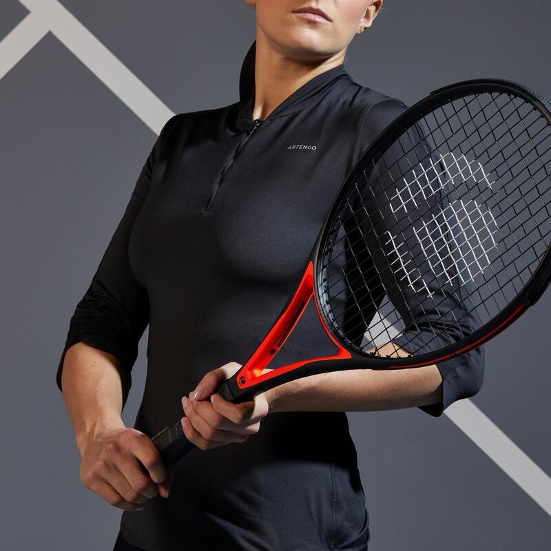 T-Shirt tennis manches 3/4 dry femme - Dry 900 noir