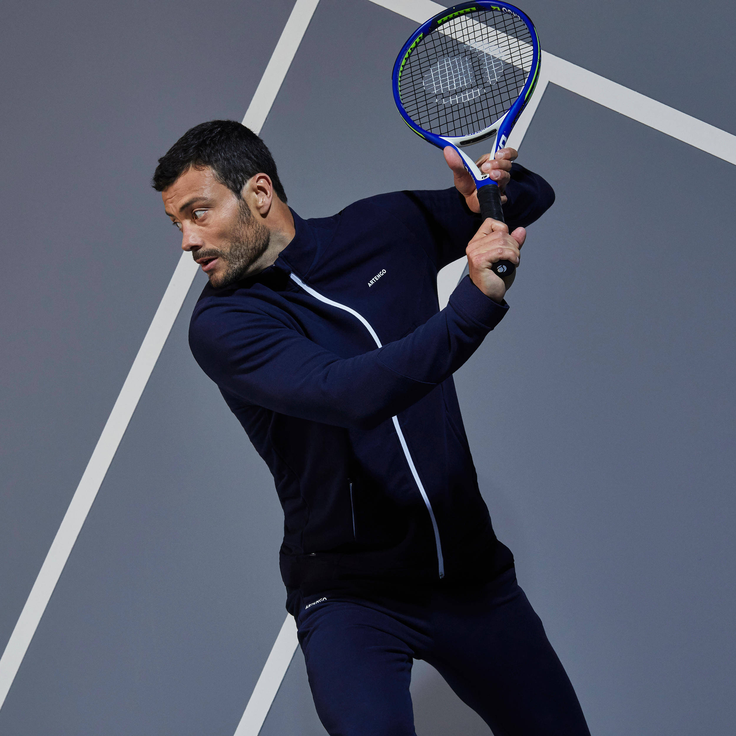Tennis Racket Jacket Buy Men'S Tennis Jacket Thermic Tja 500 - Navy Online | Decathlon