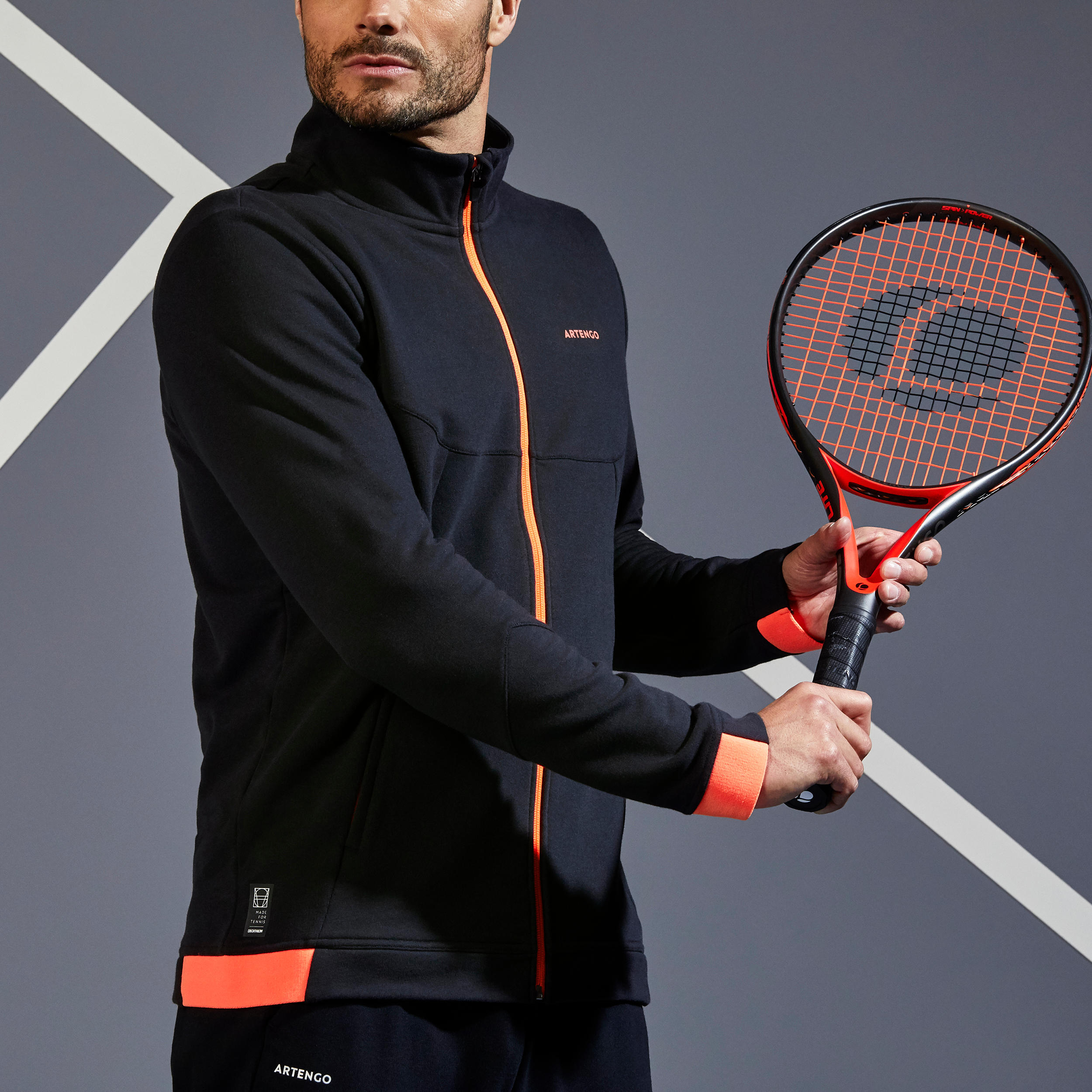 TJA500 Thermal Tennis Jacket - Black/Orange 7/20