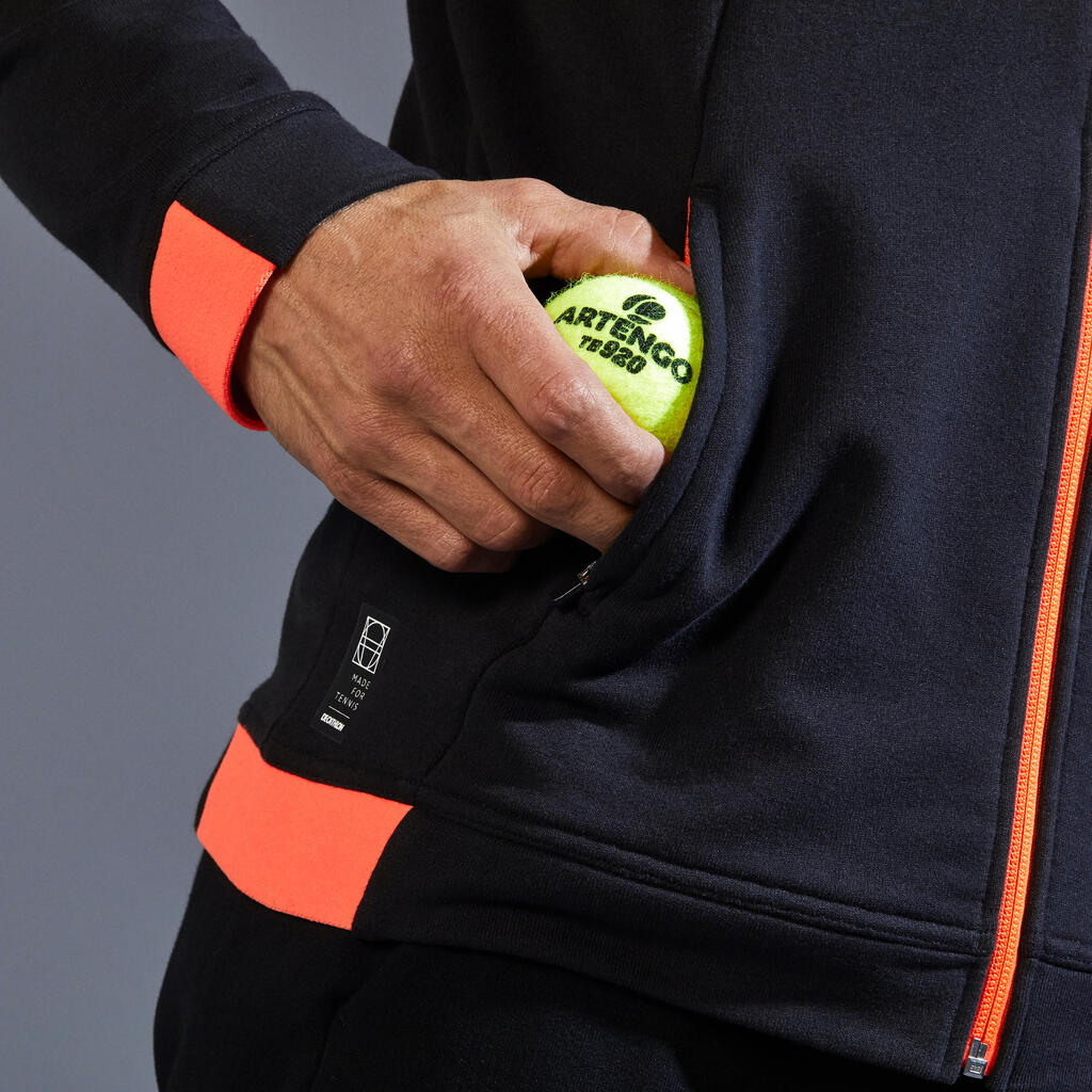 Tenisová bunda TJA500 čierno-oranžová