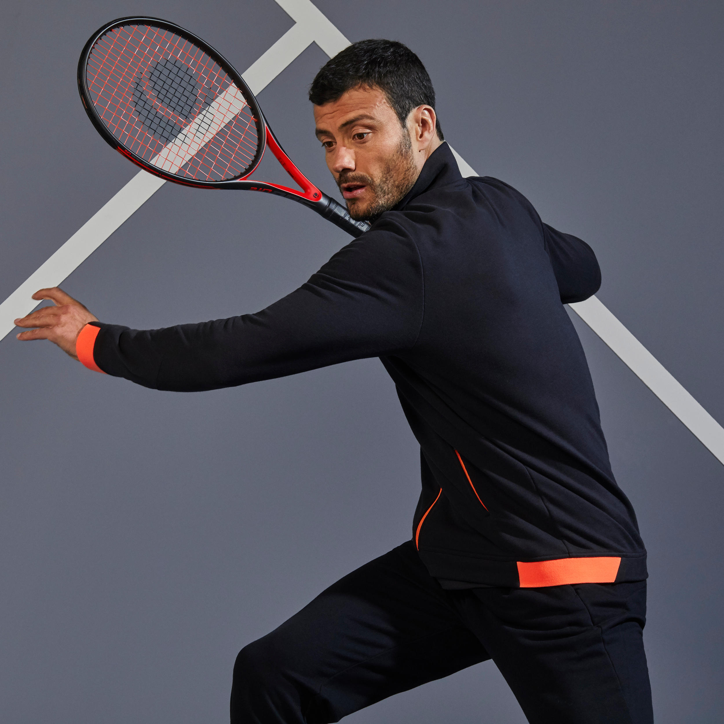 TJA500 Thermal Tennis Jacket - Black/Orange 4/20