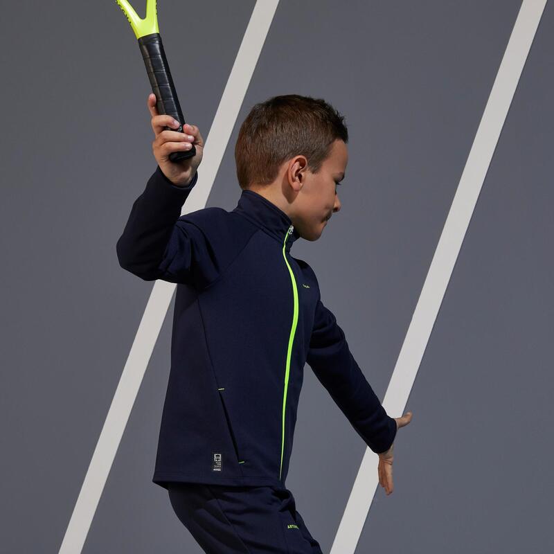 Chlapecká tenisová mikina TH500 černo-modrá 