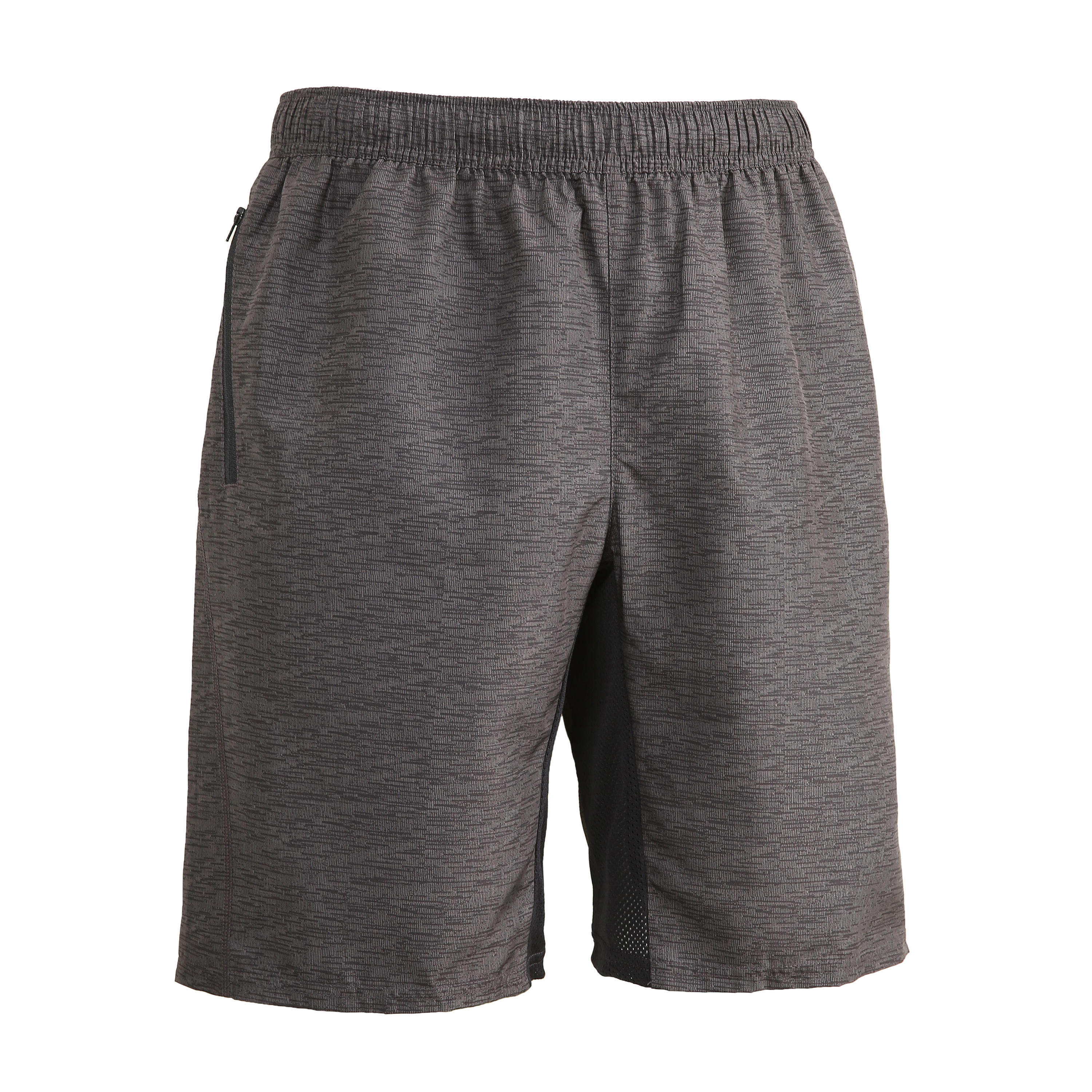 Men's Zip-Pocket Fitness Short With Mesh - Grey