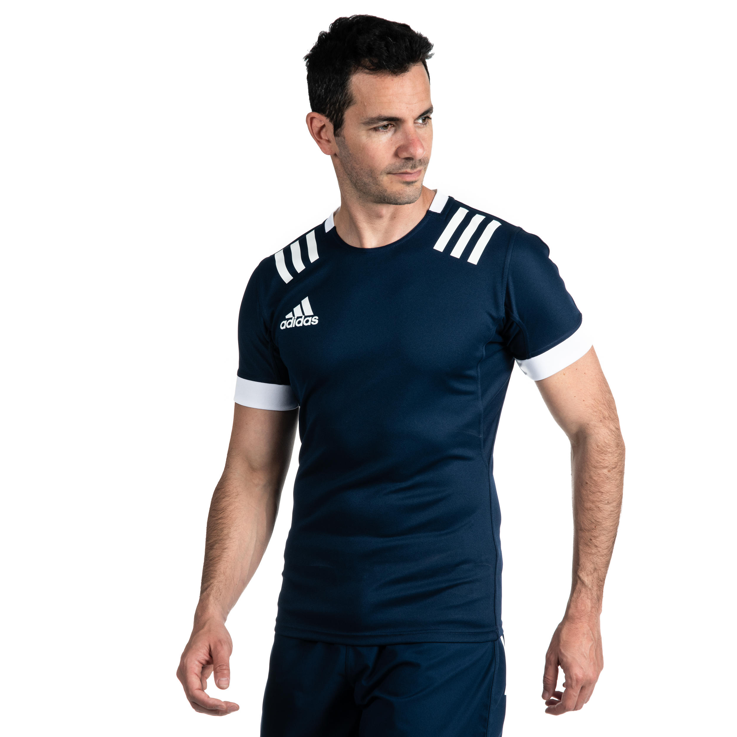 ADIDAS Pánske tričko na rugby Adidas 3S modré L · záber 4