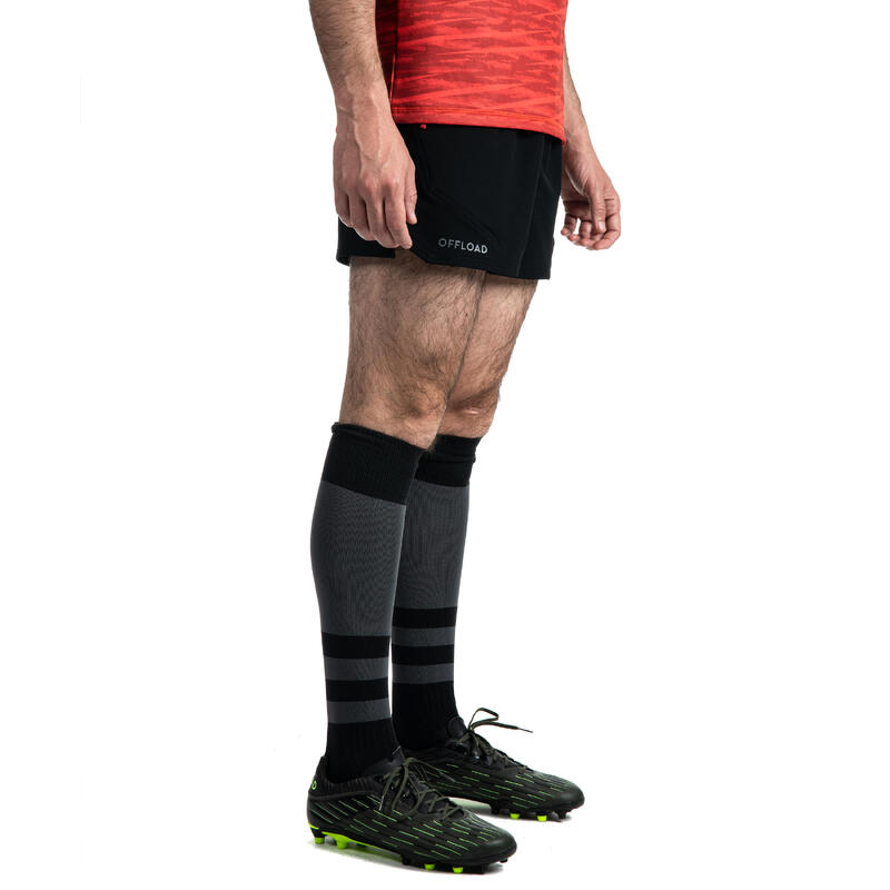 Pantalón corto de Rugby Hombre Offload R500 Negro