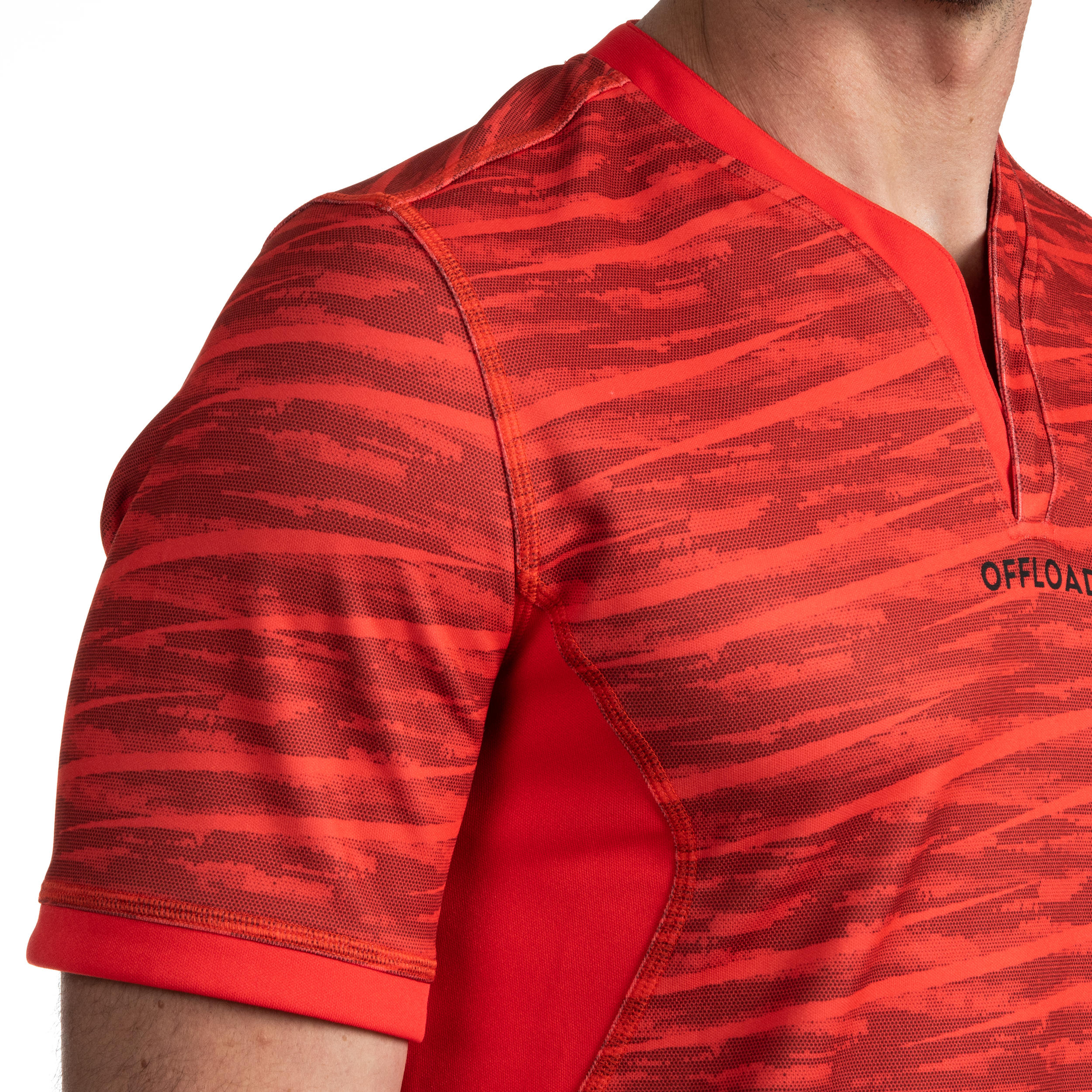 Camisola de Rugby R500 Homem Vermelho 3/16