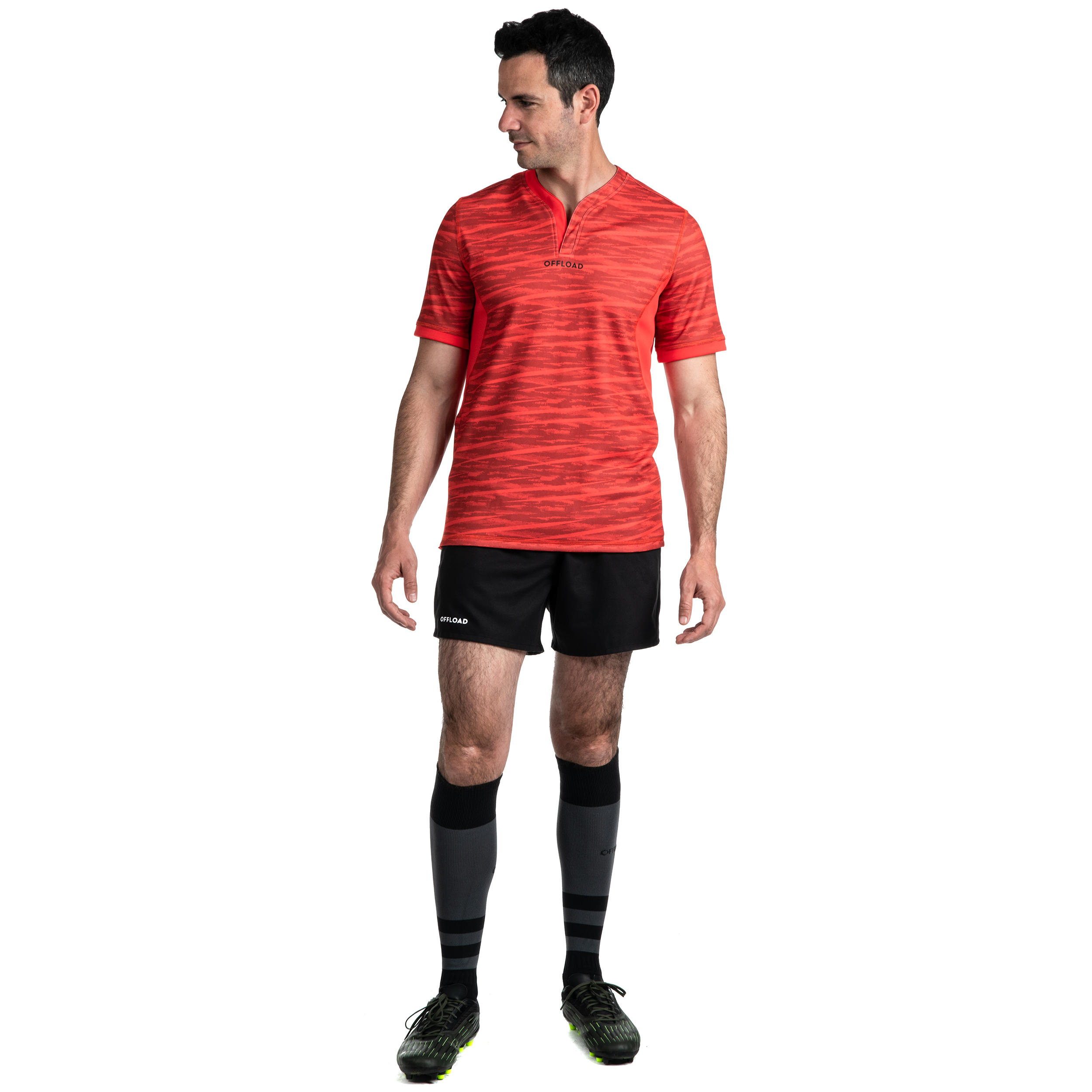 Camisola de Rugby R500 Homem Vermelho 9/16