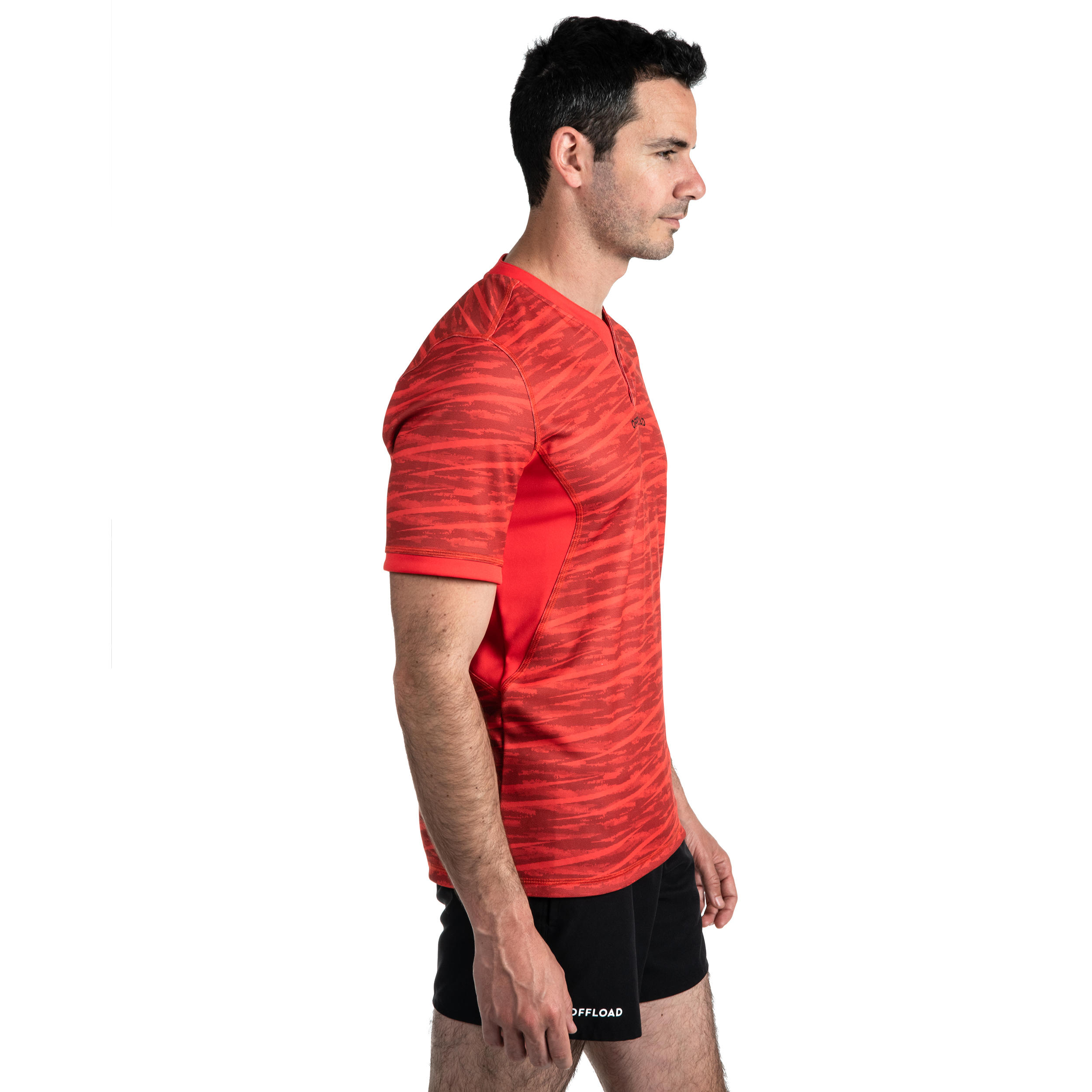Camisola de Rugby R500 Homem Vermelho 7/16