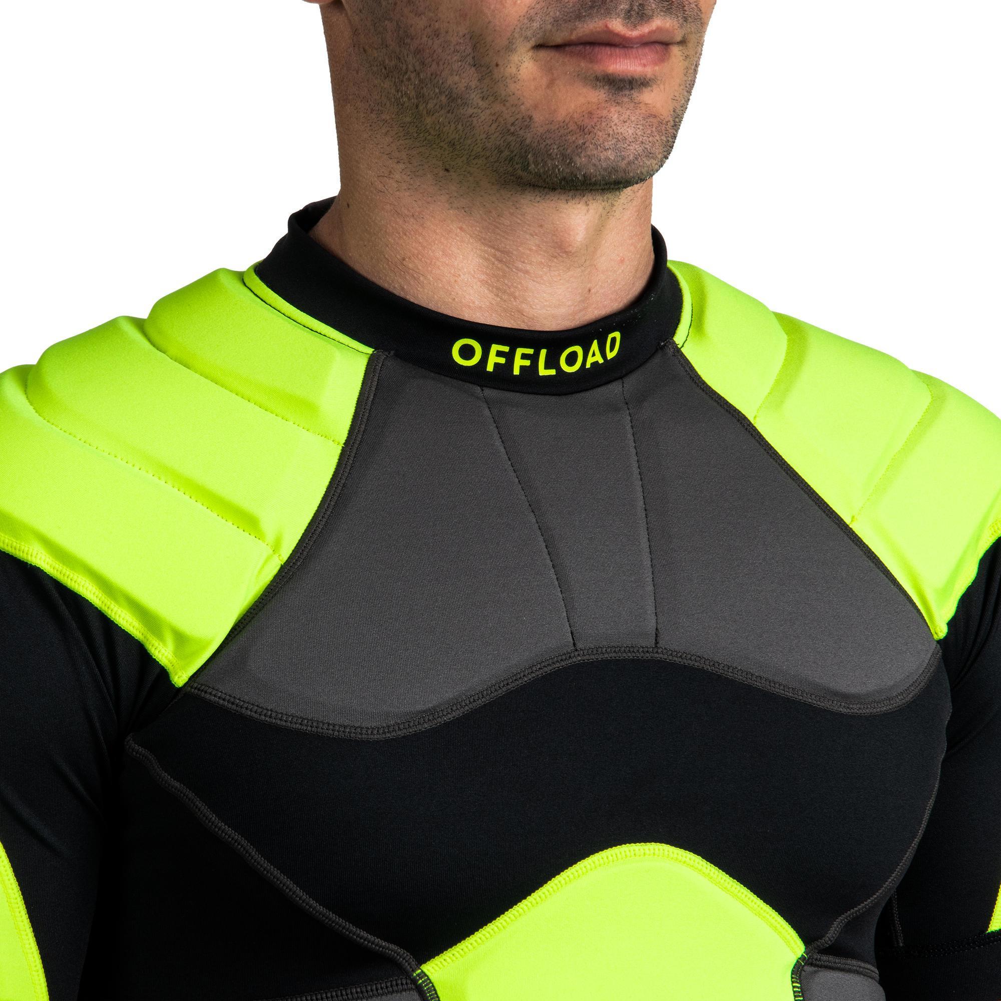 R500 Rugby Shoulder Pads Black Yellow OFFLOAD Decathlon