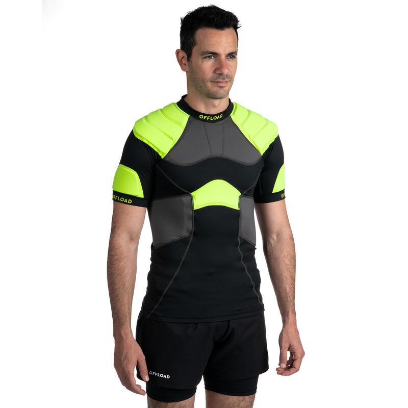 Épaulière rugby homme R500 noire jaune