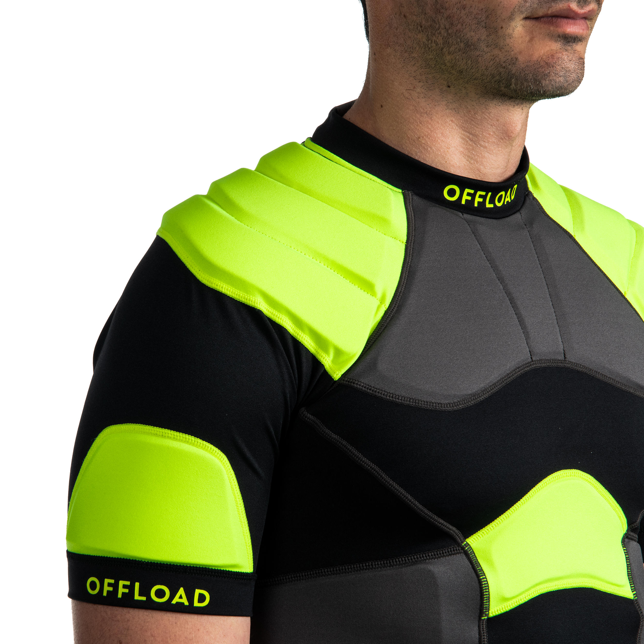 R500 Rugby Shoulder Pads Black/Yellow