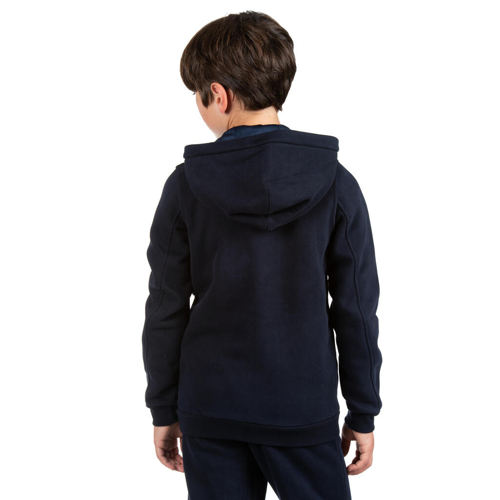 R500 Junior Rugby Club Jersey Zip-Up Jacket - Blue