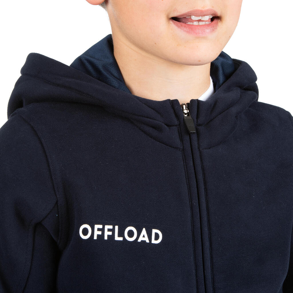 R500 Junior Rugby Club Jersey Zip-Up Jacket - Blue