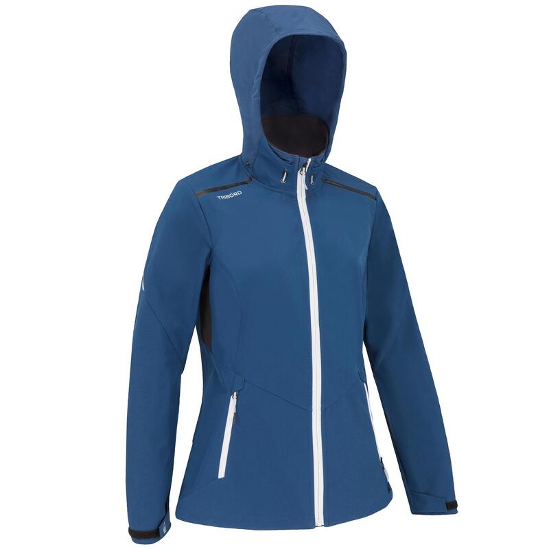 Geacă Softshell anti-vânt navigație SAILING 900 Albastru Damă 