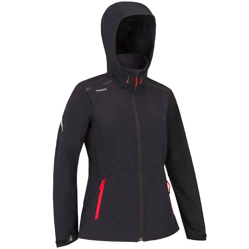 Women's Sailing Windproof Softshell Jacket 900 - Black