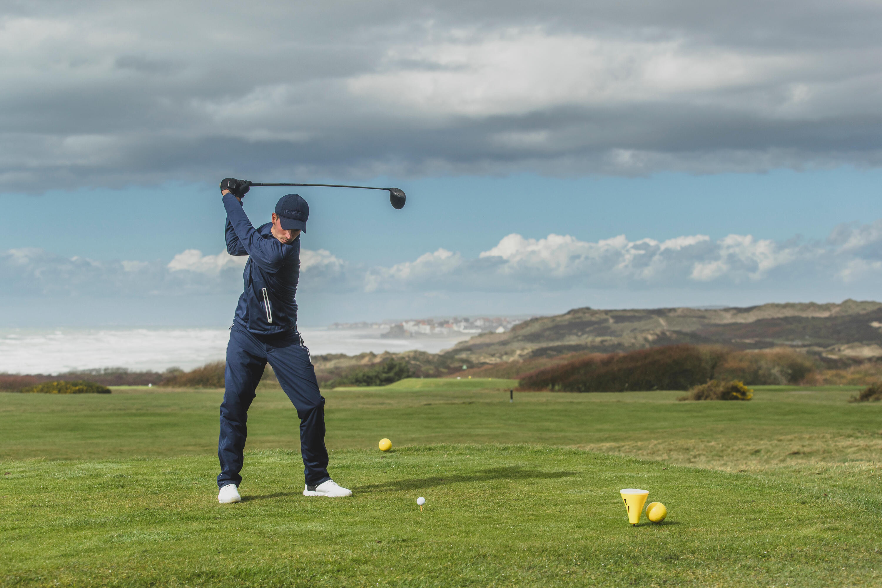Regenjack voor golf heren RW500 marineblauw 8/11