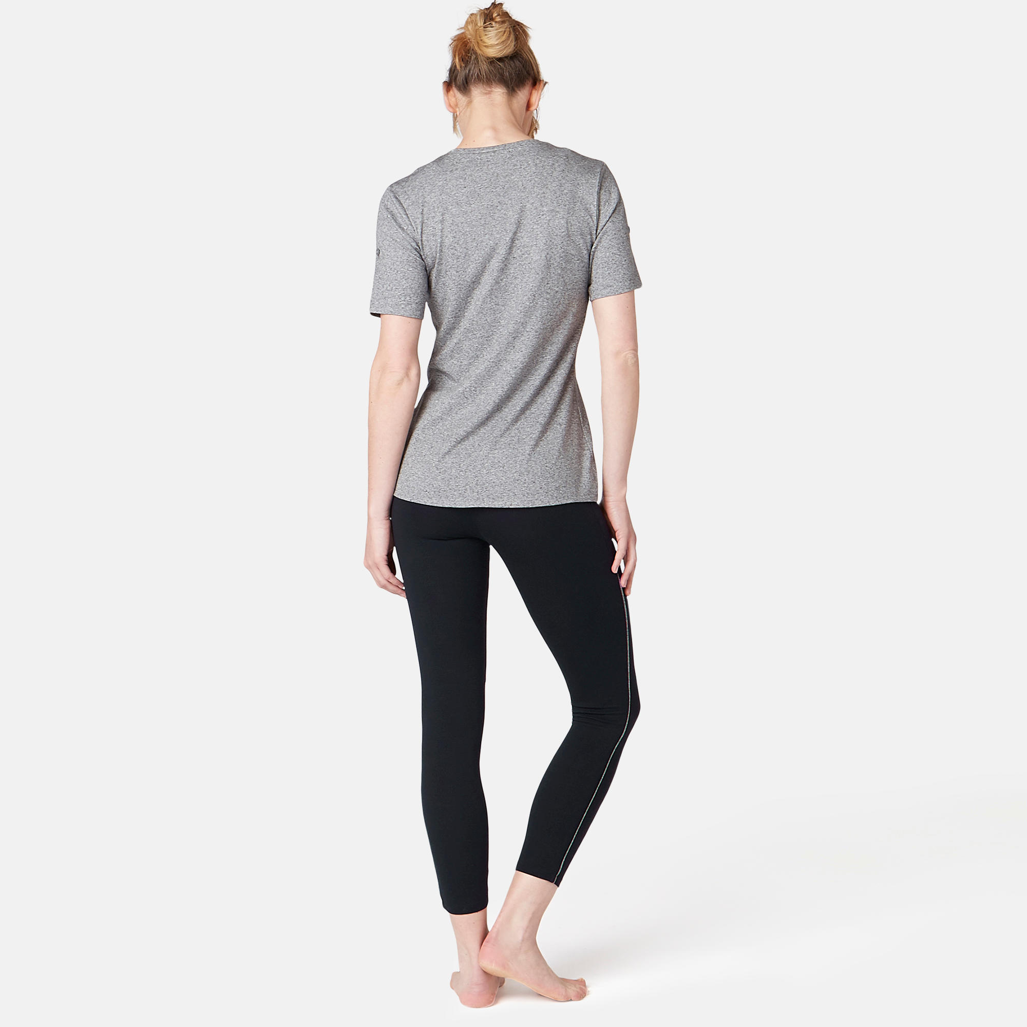 Women's Piped 7/8 Fitness Leggings 510 - Black/Grey 4/8
