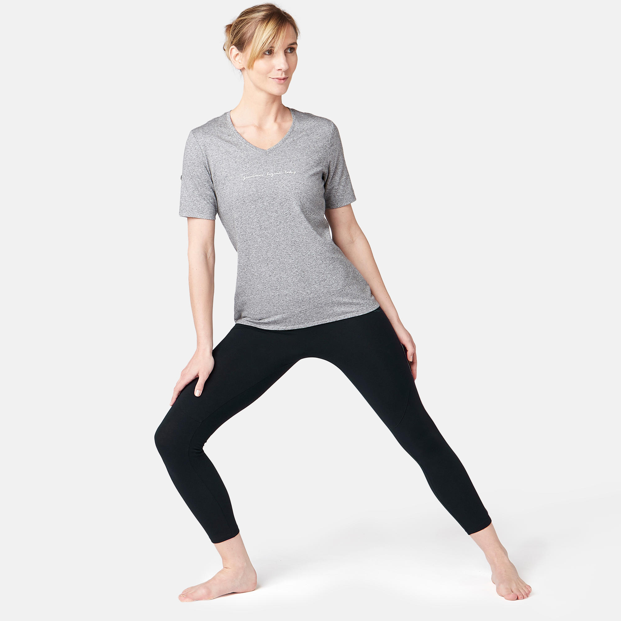 Women's Piped 7/8 Fitness Leggings 510 - Black/Grey 2/8