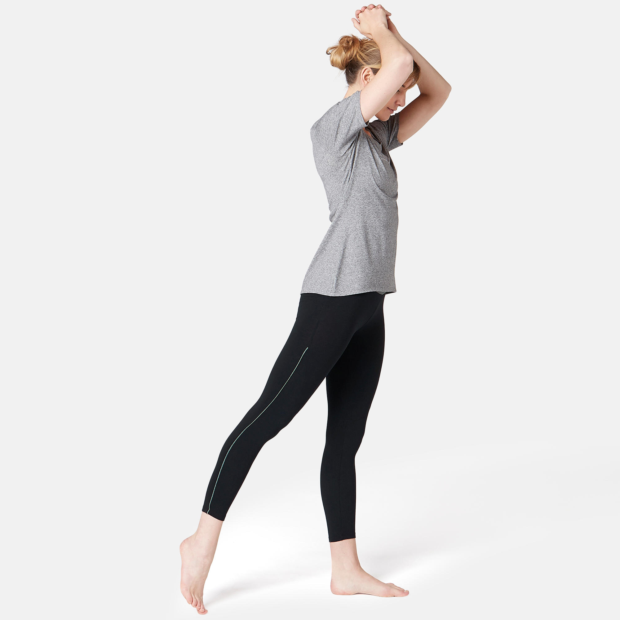 Women's Piped 7/8 Fitness Leggings 510 - Black/Grey 3/8