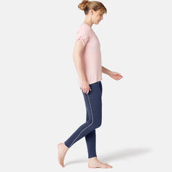 Legging sport taille haute en coton femme 510 bleu/rose