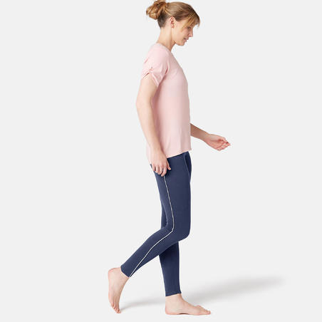 Legging sport taille haute en coton femme 510 bleu/rose - Maroc, achat en  ligne