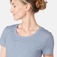 Women's Regular-Fit Pilates & Gentle Gym Sport T-Shirt 500 - Light Blue