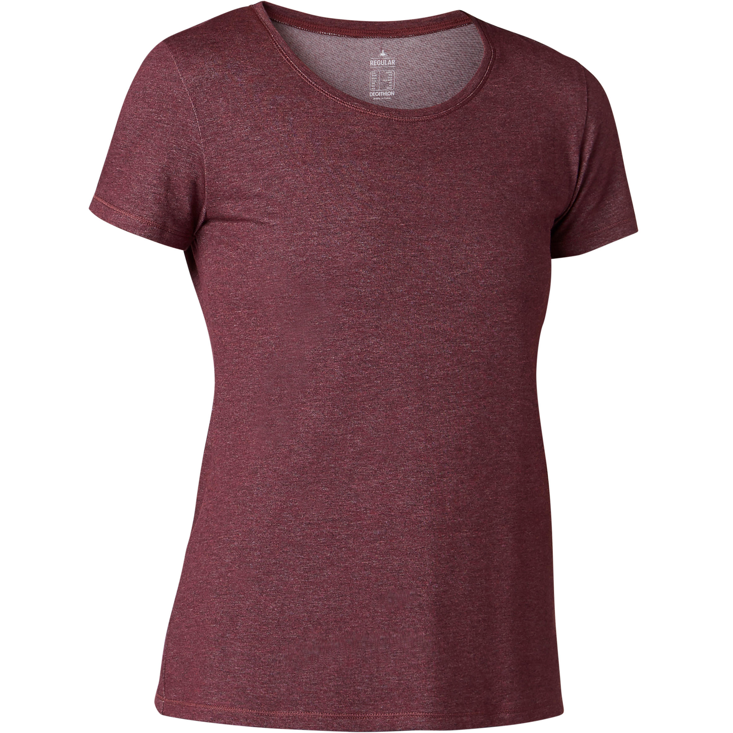 500 Women's Regular-Fit Pilates & Gentle Gym T-Shirt - Burgundy 6/6