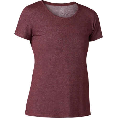 500 Women's Regular-Fit Pilates & Gentle Gym T-Shirt - Burgundy