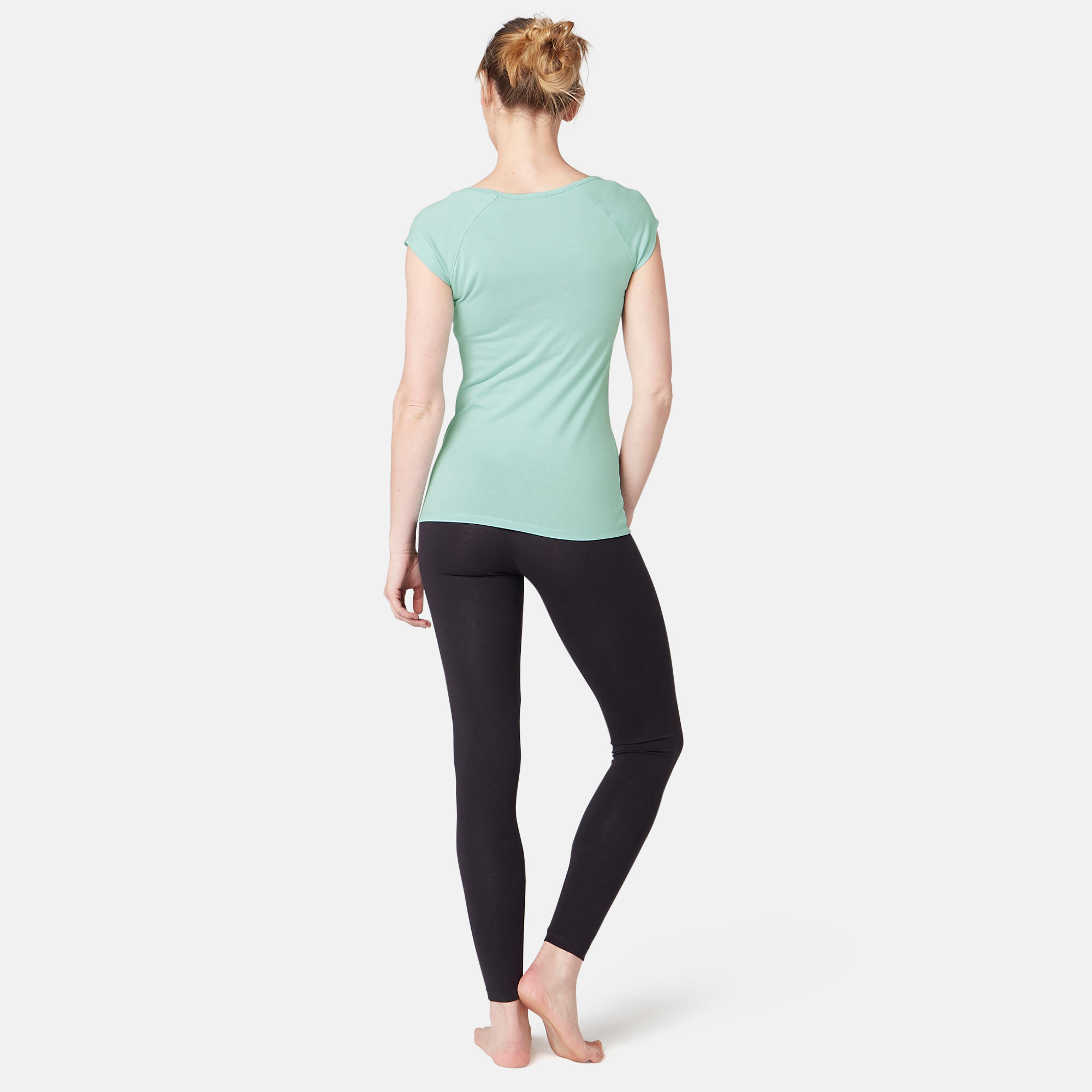 500 Women's SlimFit Gentle Gym & Pilates TShirt Light Blue Decathlon — free download