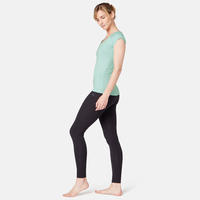 T-Shirt 500 slim Pilates Gym douce femme bleu clair