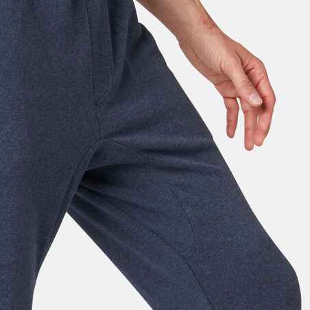 Men's Skinny Cotton-Rich Jogging Fitness Bottoms 500 - Blue