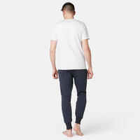 Men's Skinny Cotton-Rich Jogging Fitness Bottoms 500 - Blue