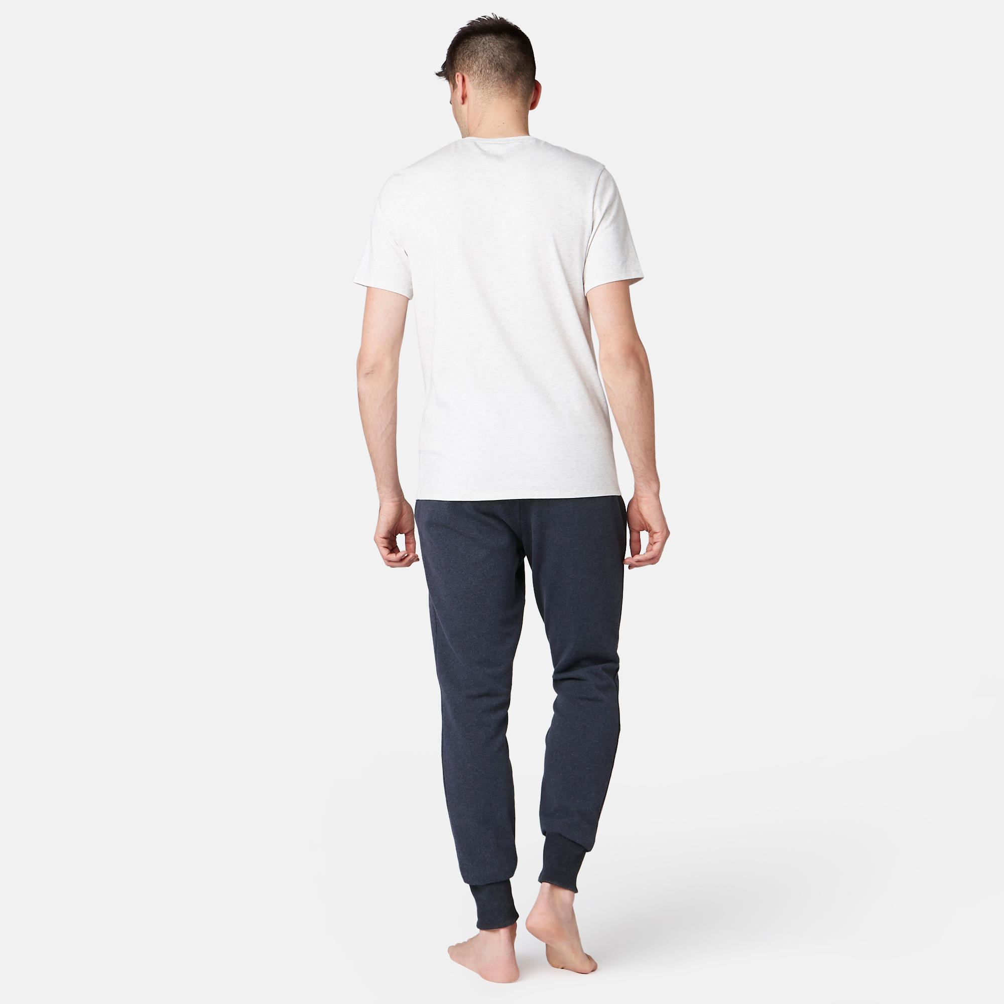 Men's Skinny Cotton-Rich Jogging Fitness Bottoms 500 - Blue 5/9