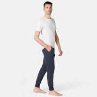 Men's Skinny Cotton-Rich Jogging Fitness Bottoms 500 - Blue