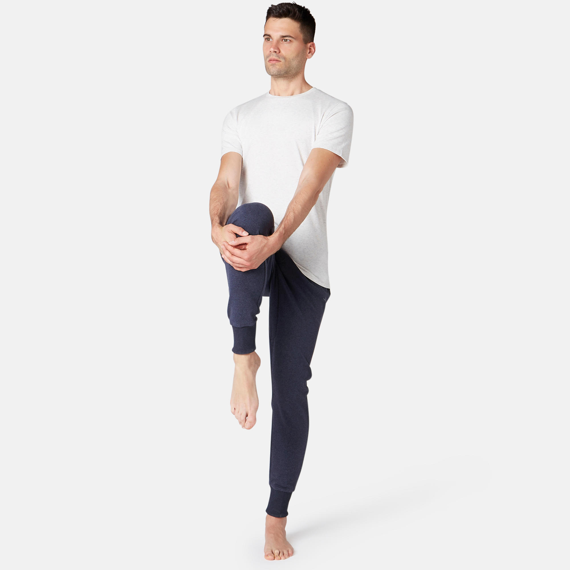 Men's Skinny Cotton-Rich Jogging Fitness Bottoms 500 - Blue 3/9