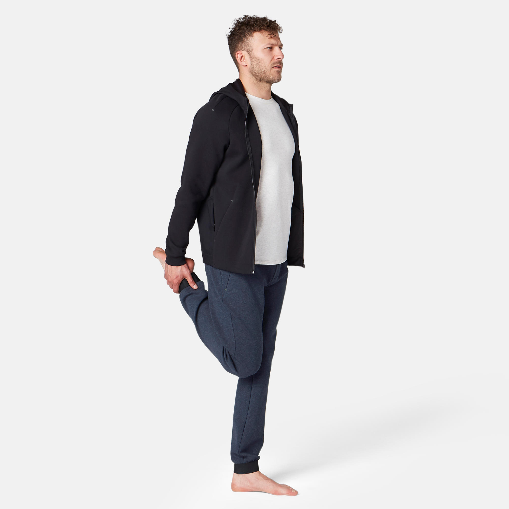 Men's Slim-Fit Fitness Jogging Bottoms 500 - Blue 3/8