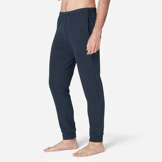 Men's comfortable slim-fit fitness jogging bottoms, black