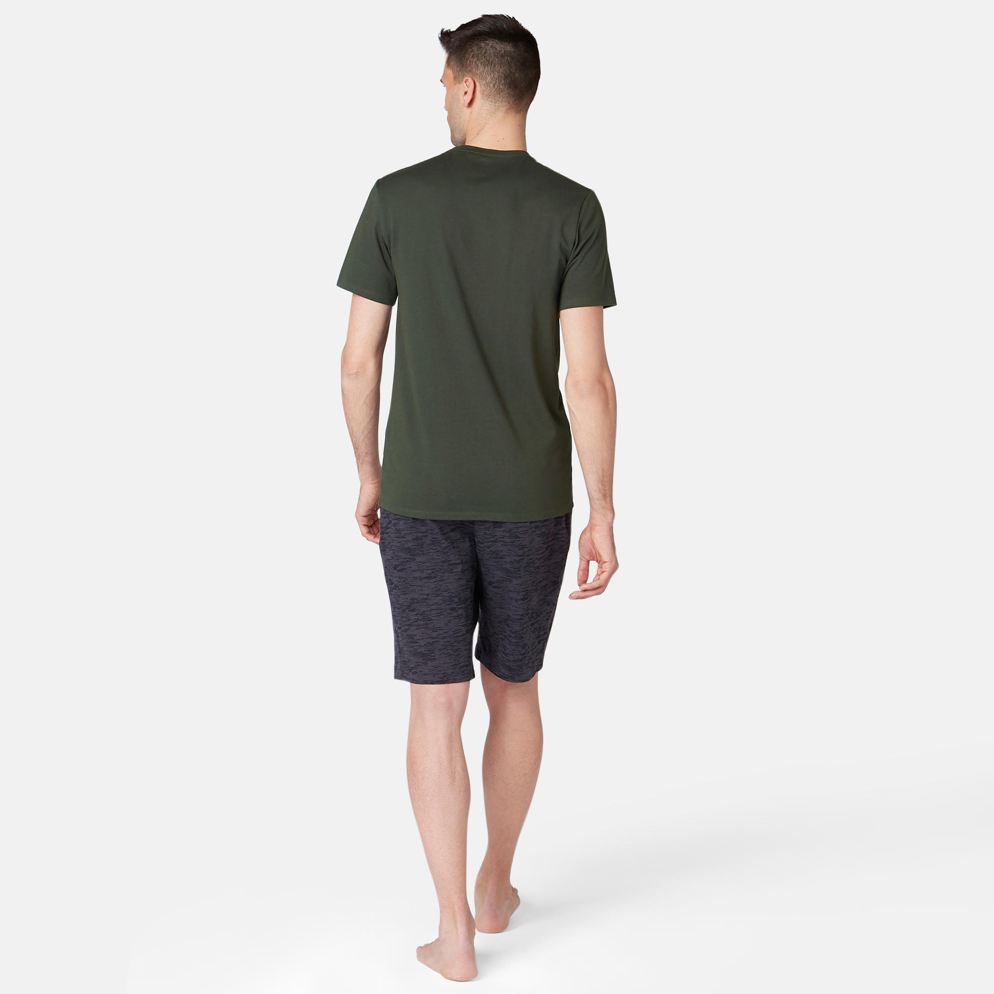 Pilates & Gentle Gym Slim-Fit T-Shirt 500 - Dark Green 5/7