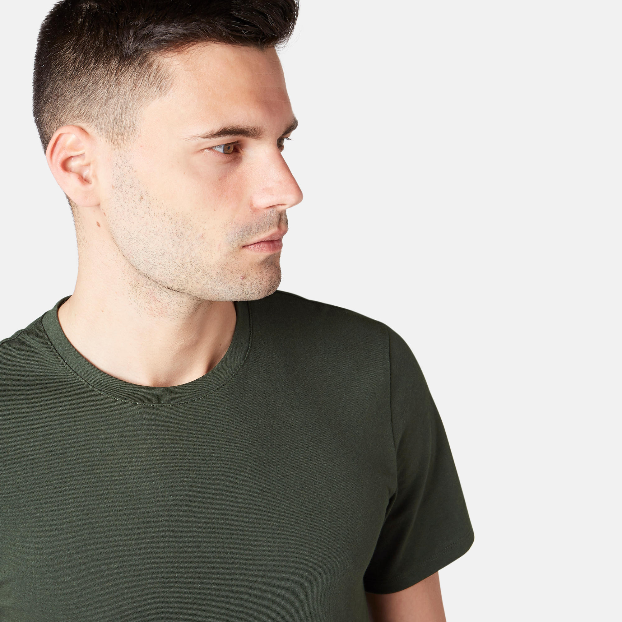 Pilates & Gentle Gym Slim-Fit T-Shirt 500 - Dark Green 6/7