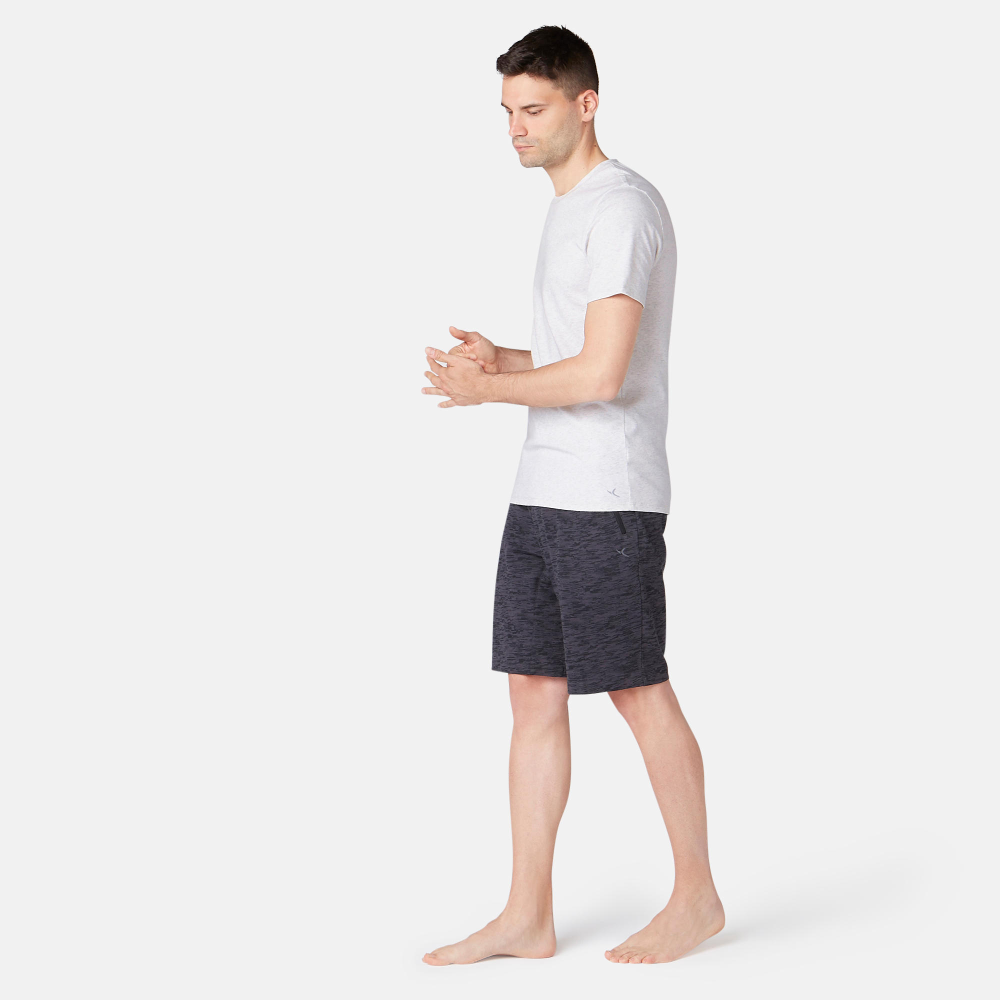 

Men' Gym T-Shirt Slim Fit 500 - Mottled Beige -  By NYAMBA | Decathlon