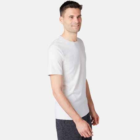 Men's Slim-Fit Fitness T-Shirt 500 - Beige