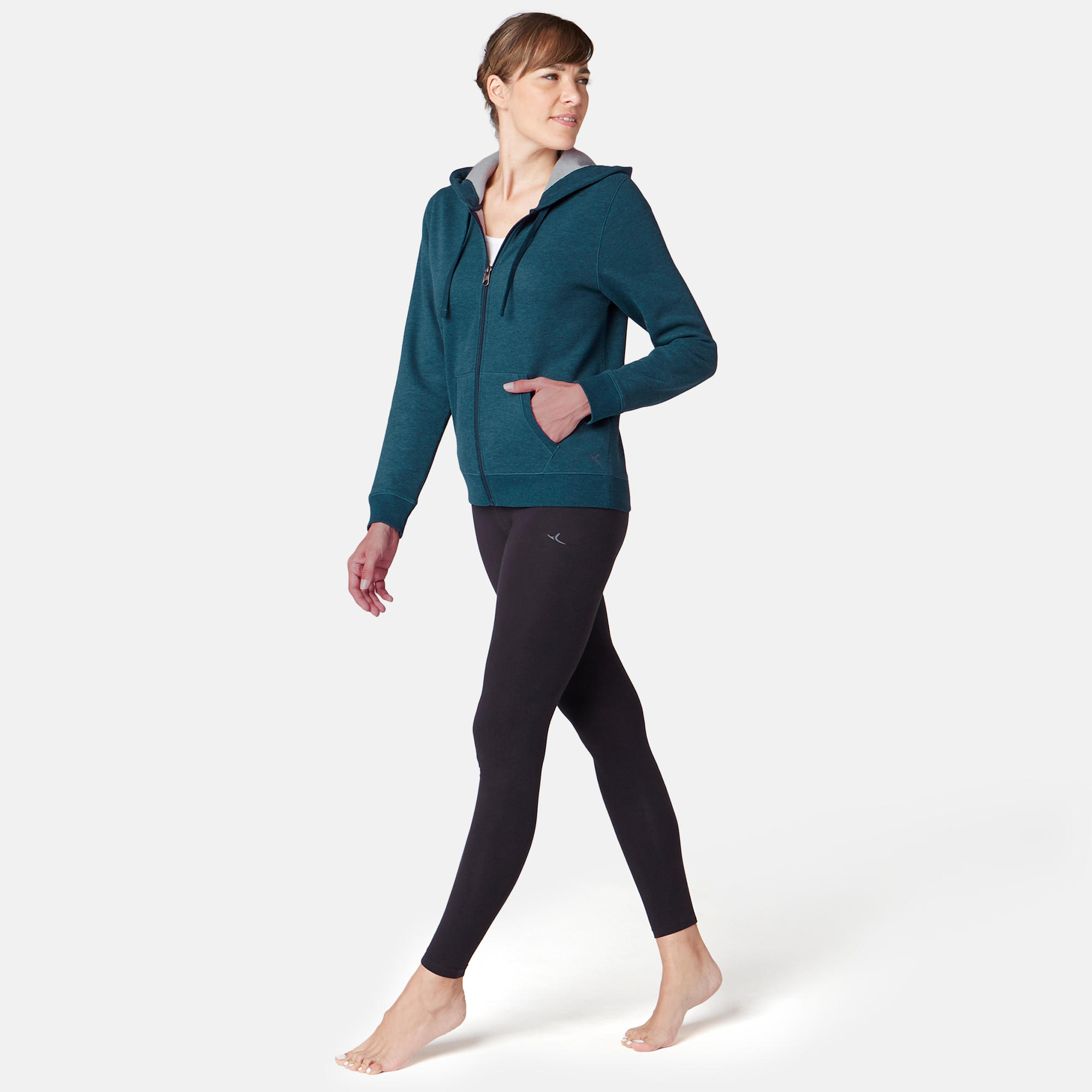 520 Women's Pilates & Gentle Gym Hooded Jacket - Blue 2/7