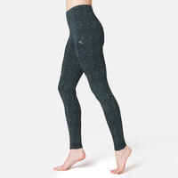 Women's Slim-Fit Fitness Leggings Fit+ 500 - Black Print