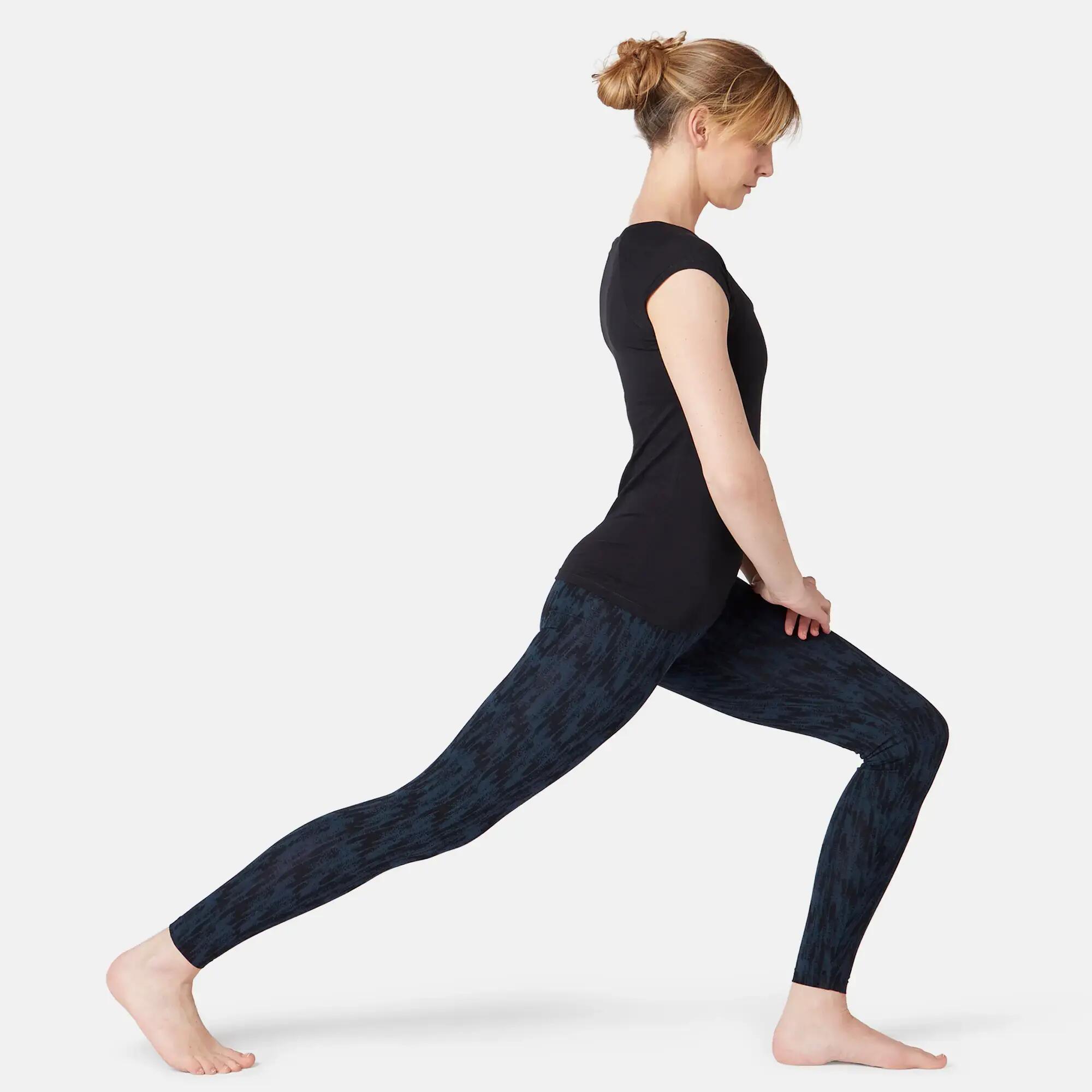 Women's stretchy cotton sports leggings, blue 2/7