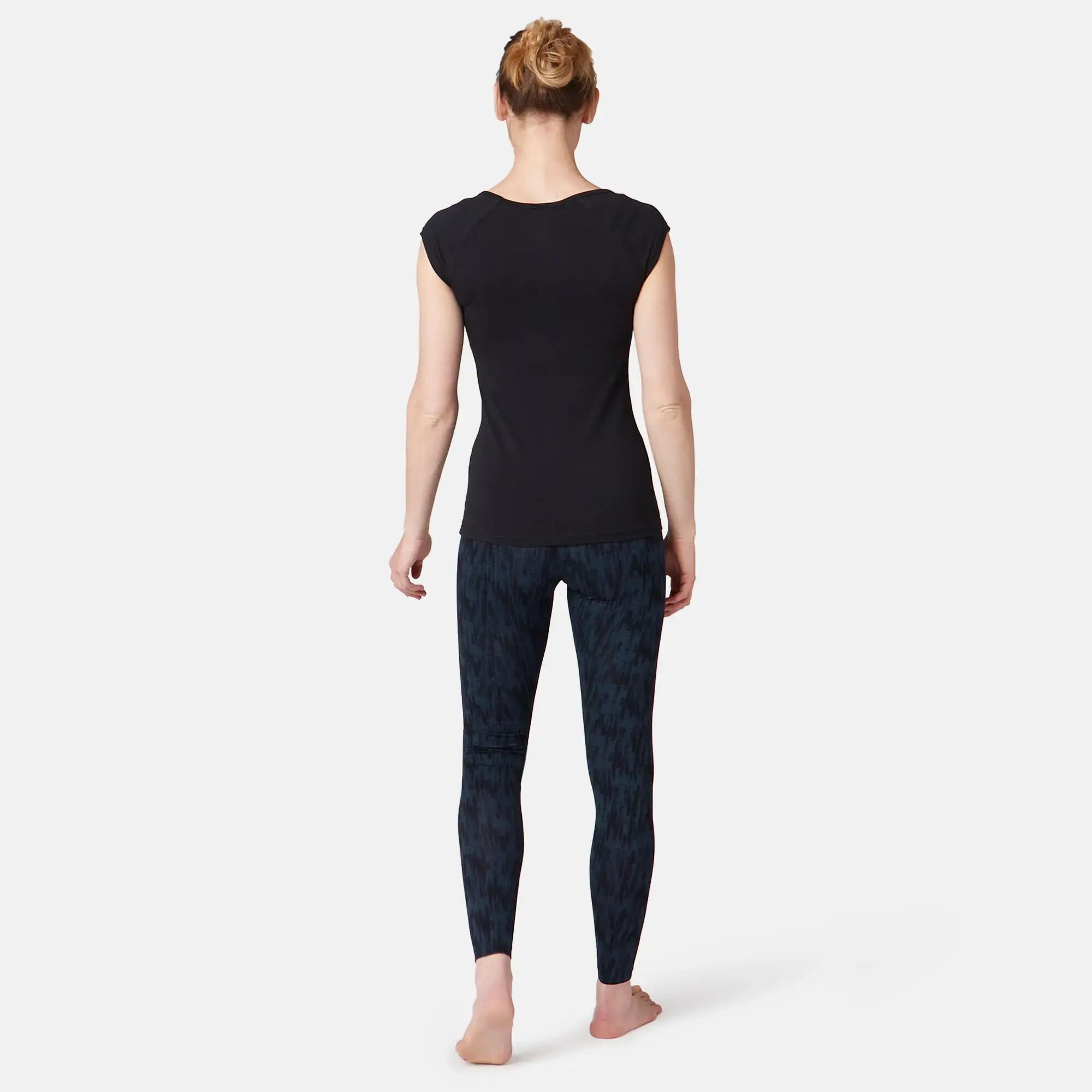 Women's stretchy cotton sports leggings, blue 4/7