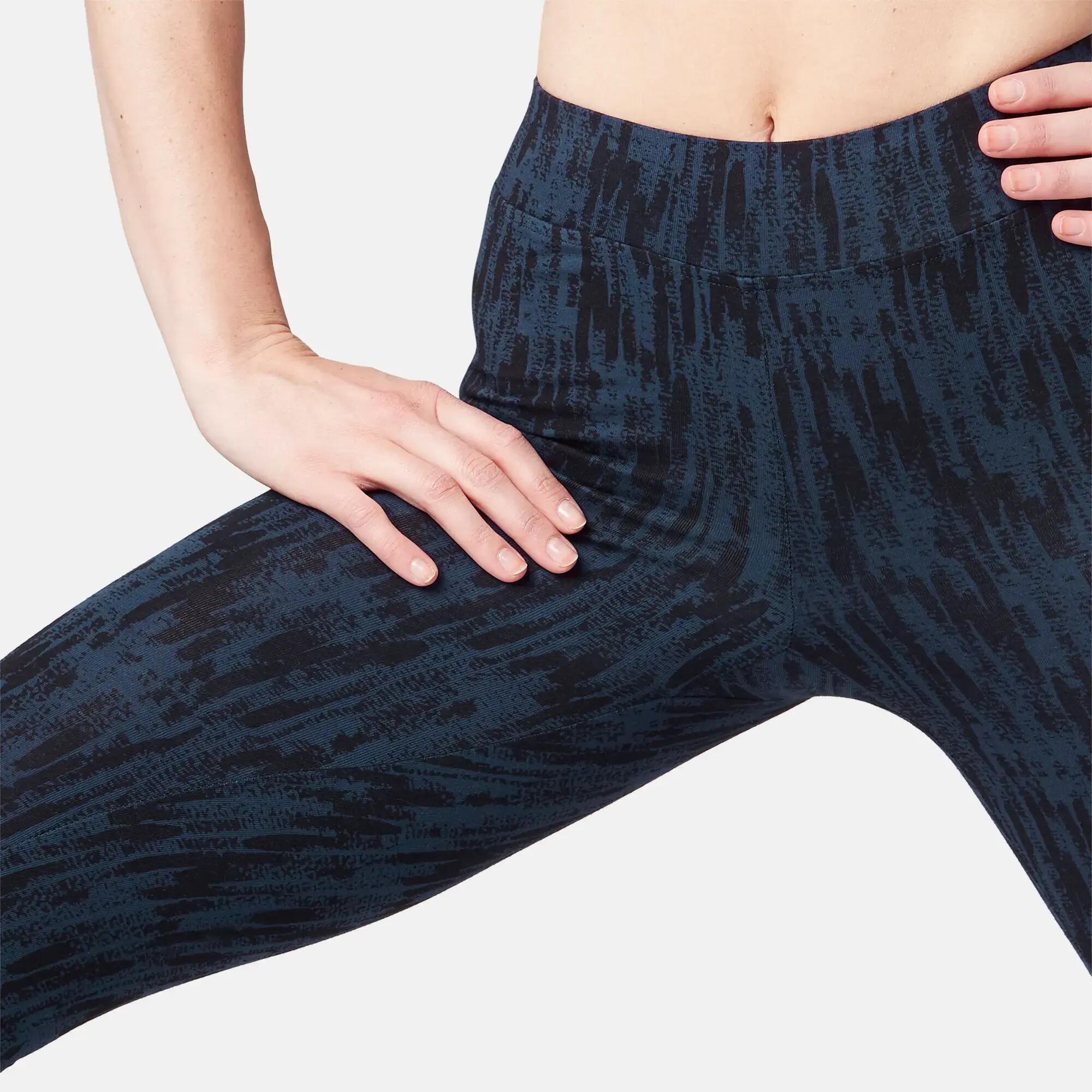 Women's stretchy cotton sports leggings, blue 6/7
