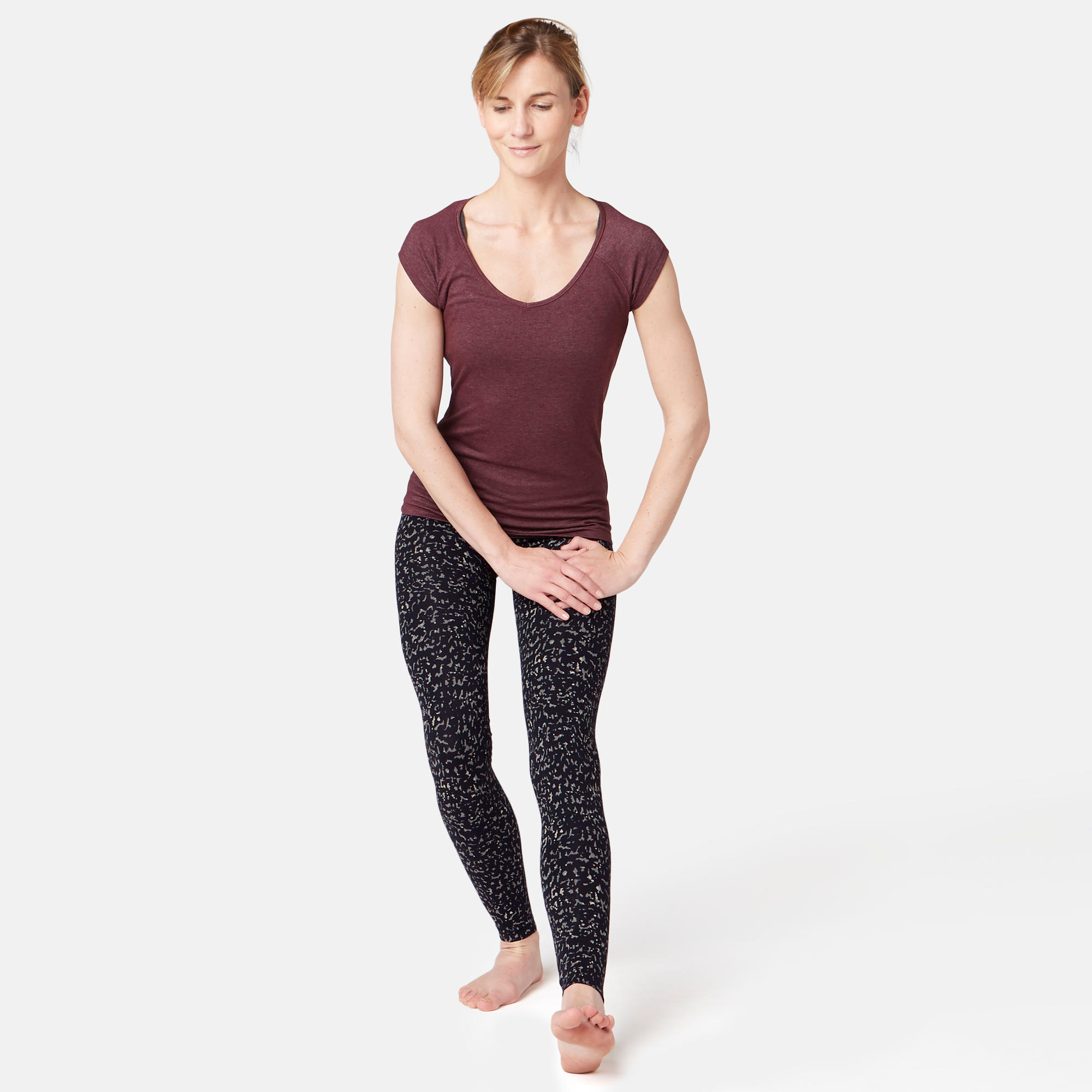 Women's stretchy cotton sports leggings, grey 3/7