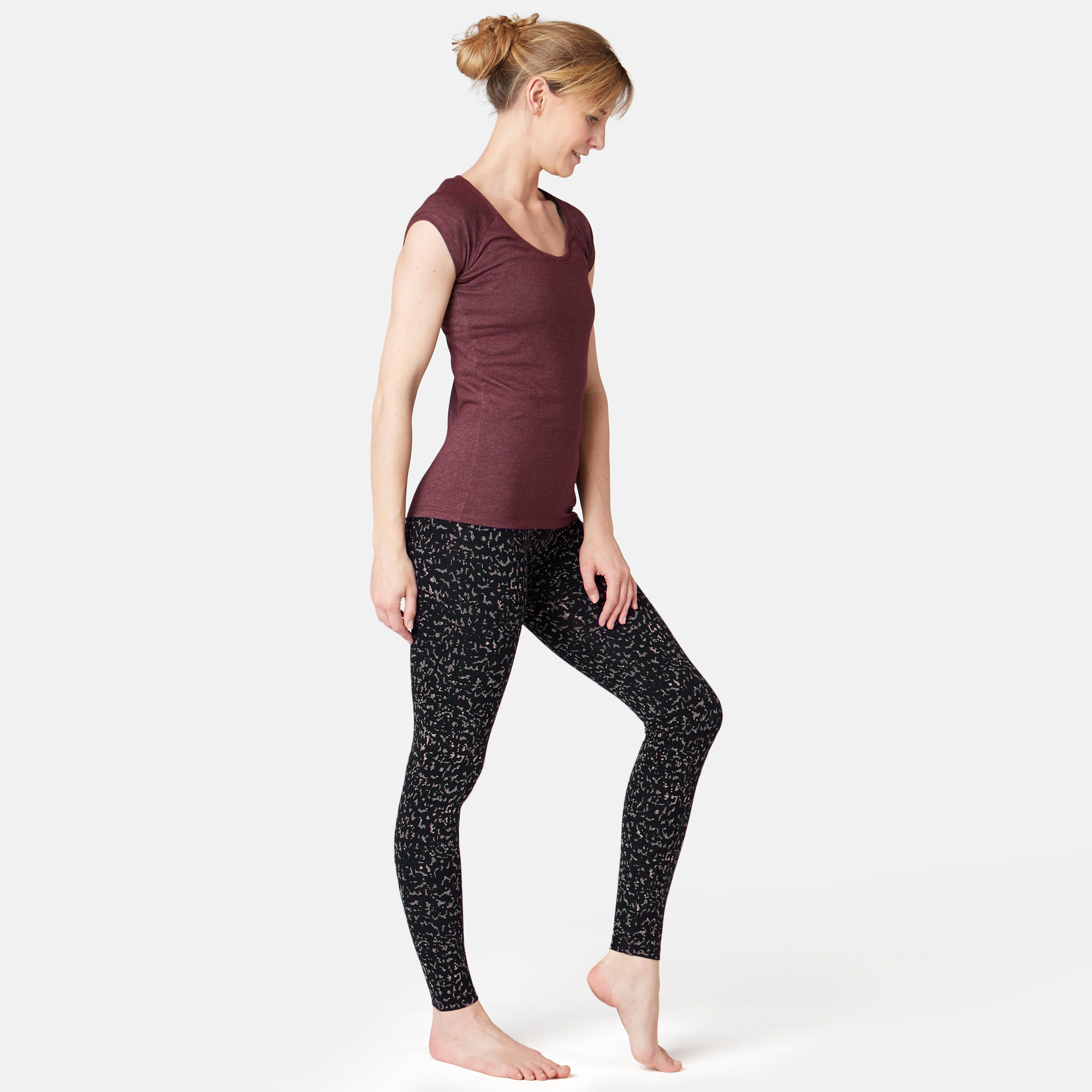 Women's stretchy cotton sports leggings, grey 2/7
