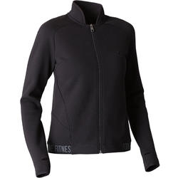 Sudadera deportiva sin capucha con Cremallera fitness Domyos 520 Mujer Negro
