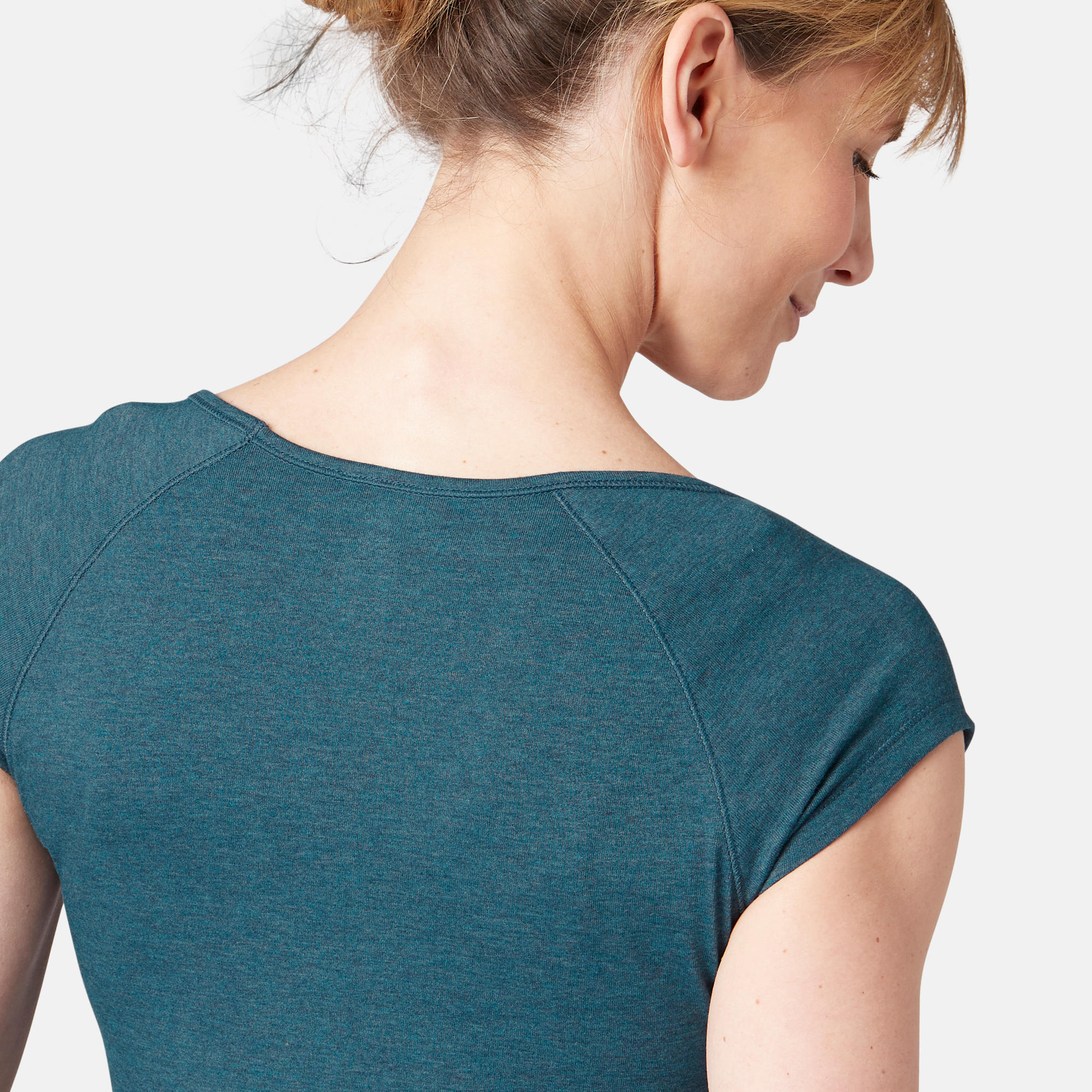 500 Women's Slim-Fit Gentle Gym & Pilates T-Shirt - Teal 5/7